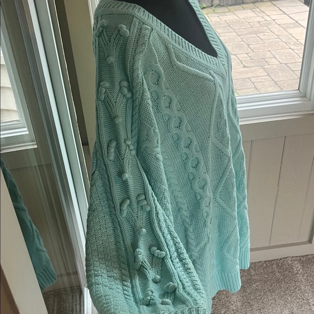 Mint Green Cable Knit Sweater